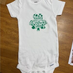 Gerber White Onesie with Green St. Patrick's Day Design